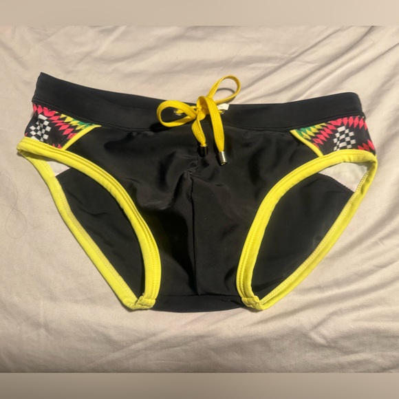 Swim Brief UXH Collection Black and Neon Pattern Medium - Picture 2 of 7